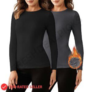Long Sleeve Thermal Shirts Soft Crewneck Base Layer Lightweight Minimal Chic